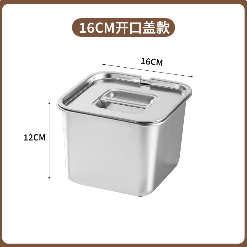 Stainless steel square container with lid - ideal for cafeteria, kitchen, seasoning, condiment, and commercial use - sauce dispenser, jam bowl
