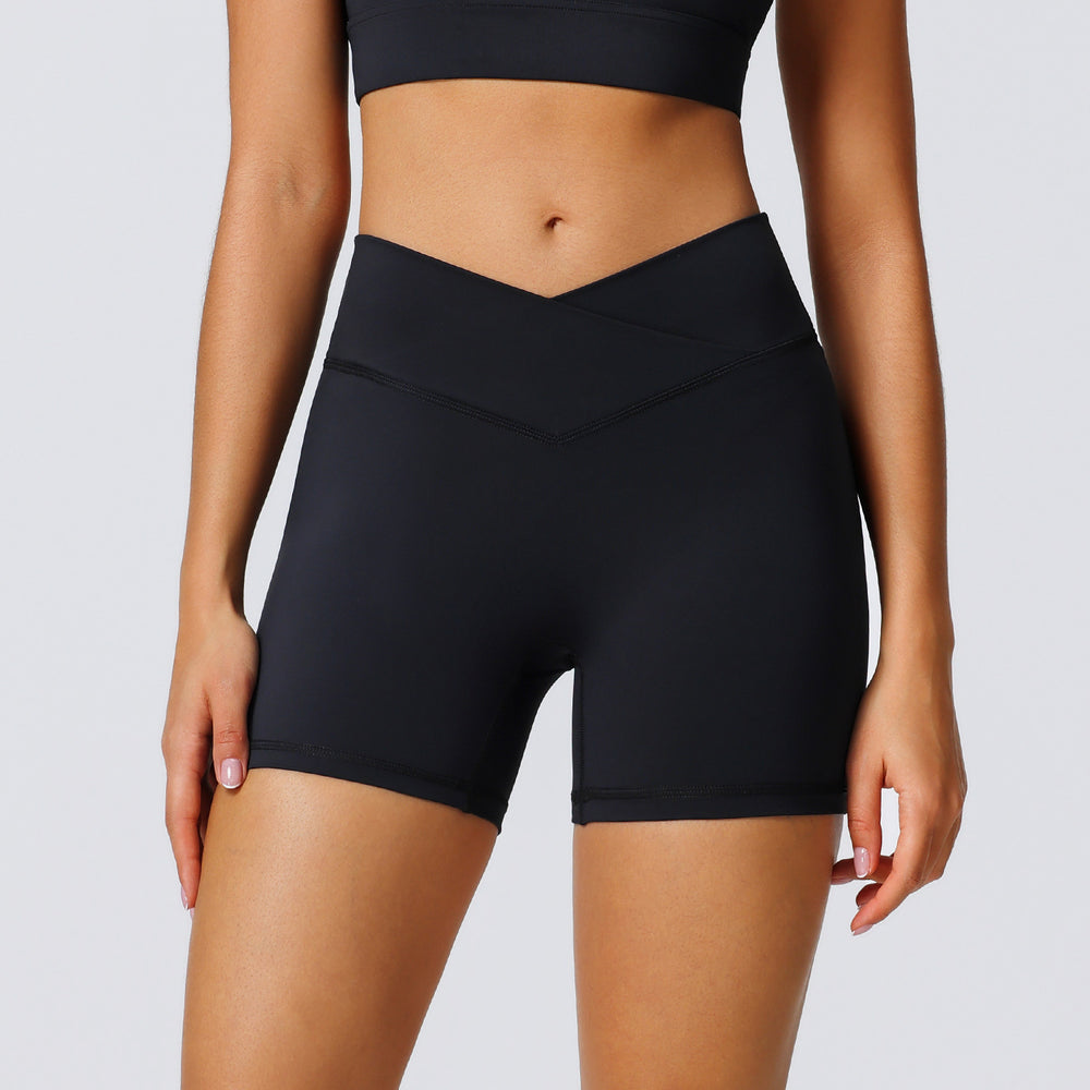 new arrival sports shorts for women outwear peach butt tight yoga shorts cross waistband sexy fitness pants