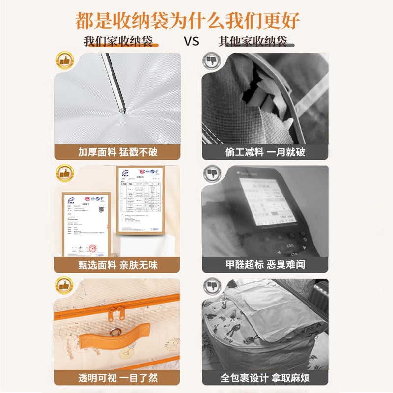 Quilt storage bag for clothes, quilt down jacket special finishing bag, large capacity moving luggage transparent compression bag