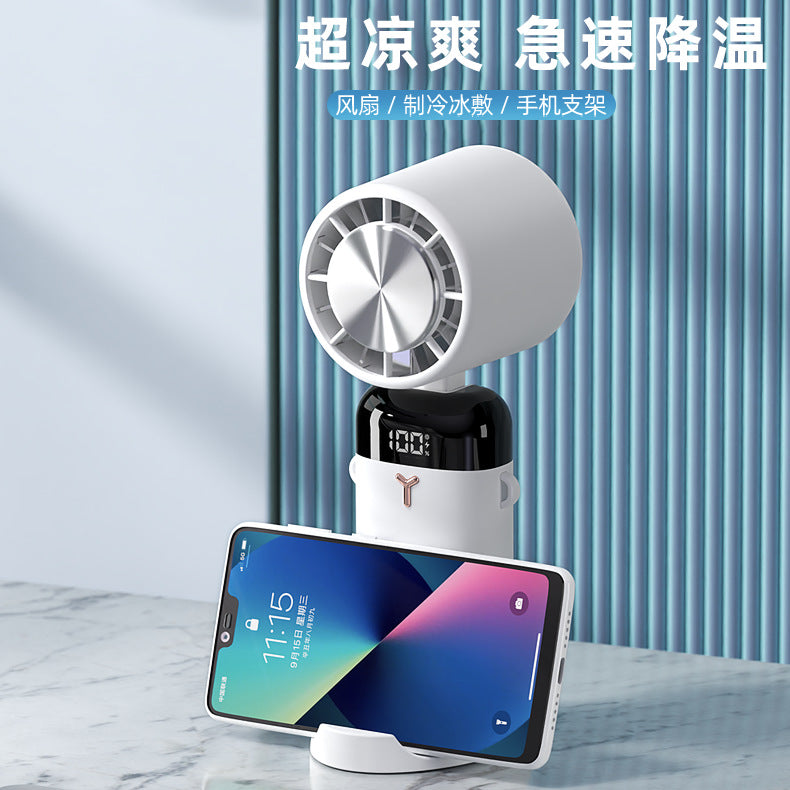 new arrival refrigeration handheld fan mini foldable with digital display silent desktop outdoor ice compress hanging neck fan