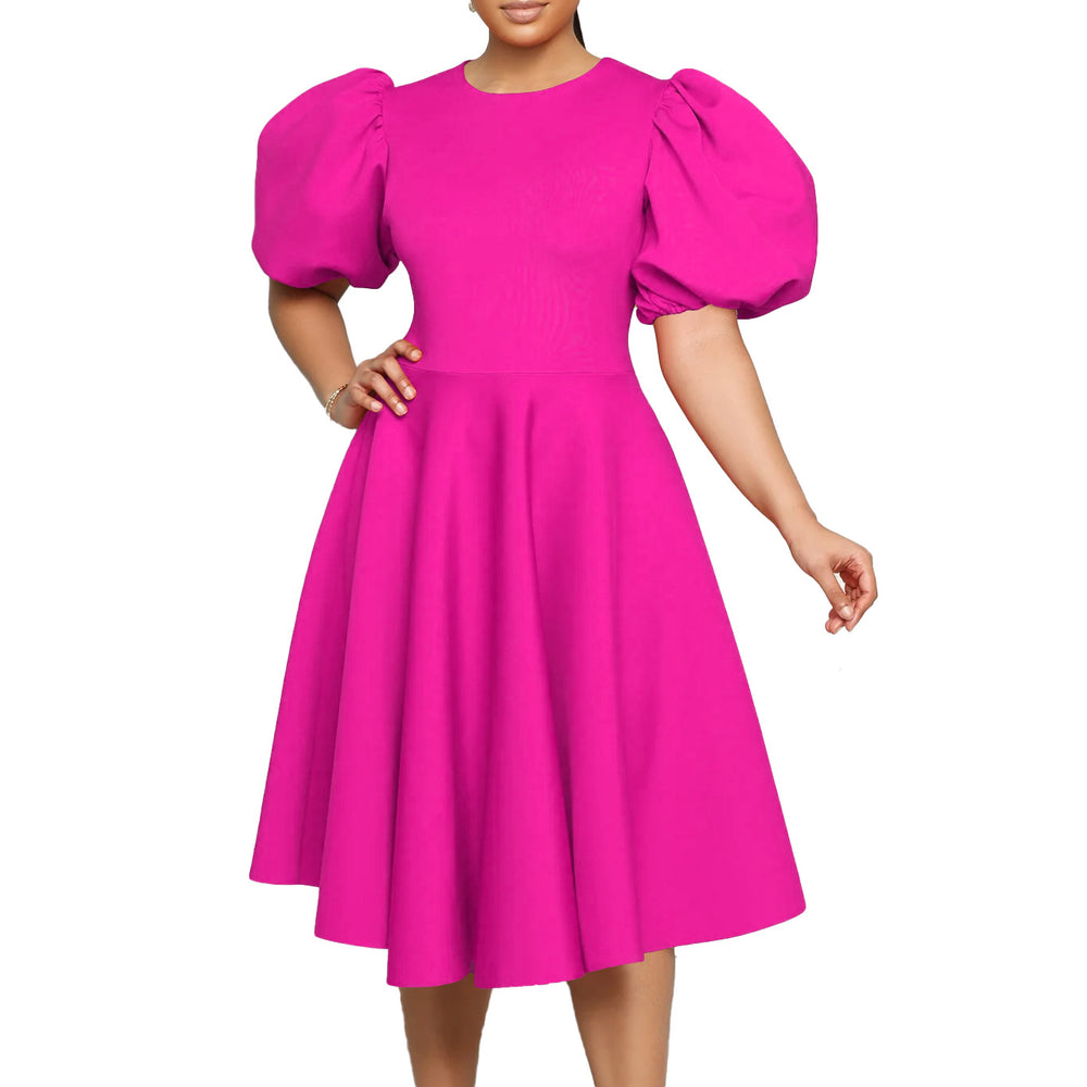Amazon plus size women's clothing  new bubble sleeve maxi dress elegant evening gown export dress