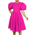 Amazon plus size women's clothing  new bubble sleeve maxi dress elegant evening gown export dress