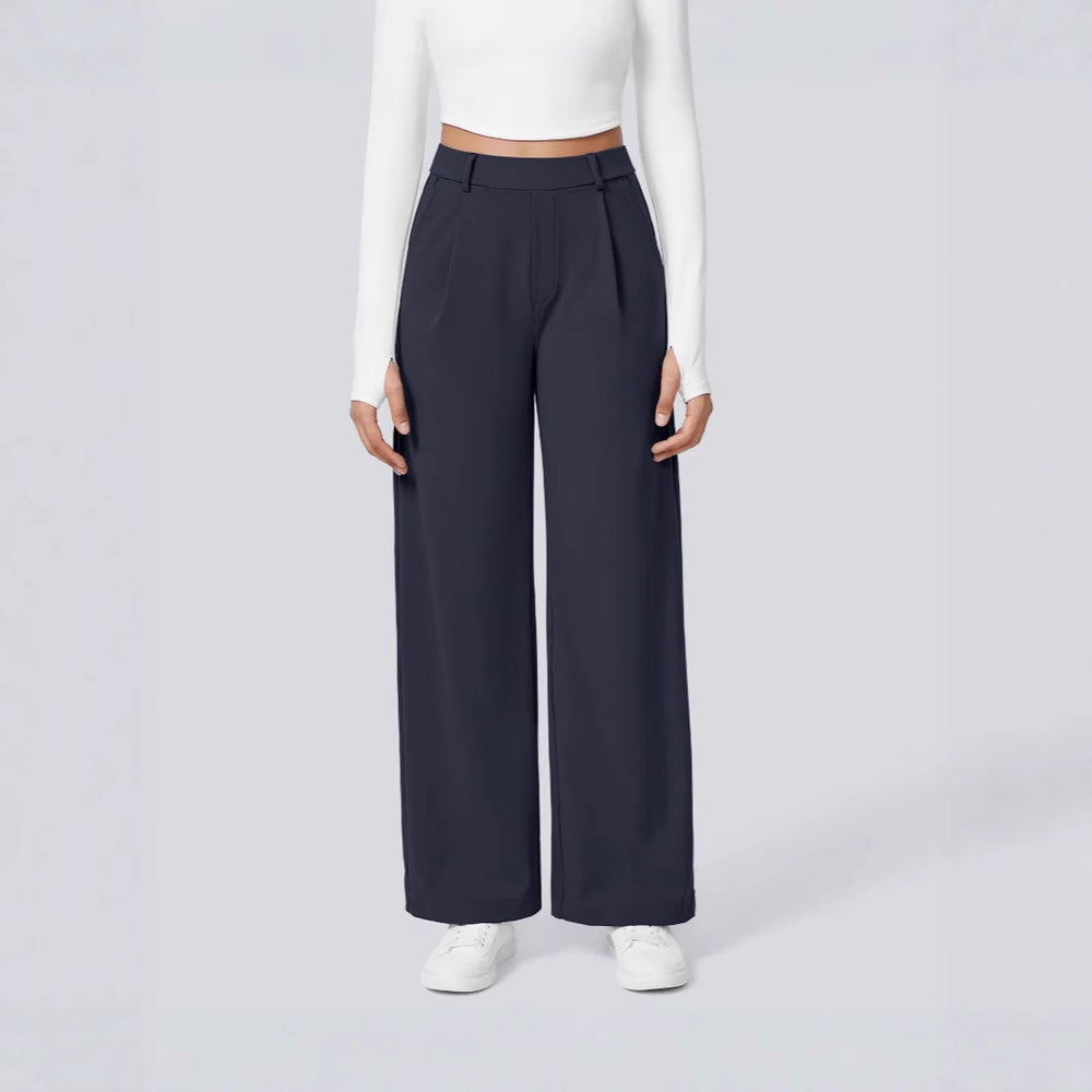 Amazon 2025 autumn new women's cross-border fashion casual solid color pocket loose fit suit pants - versatile and stylish