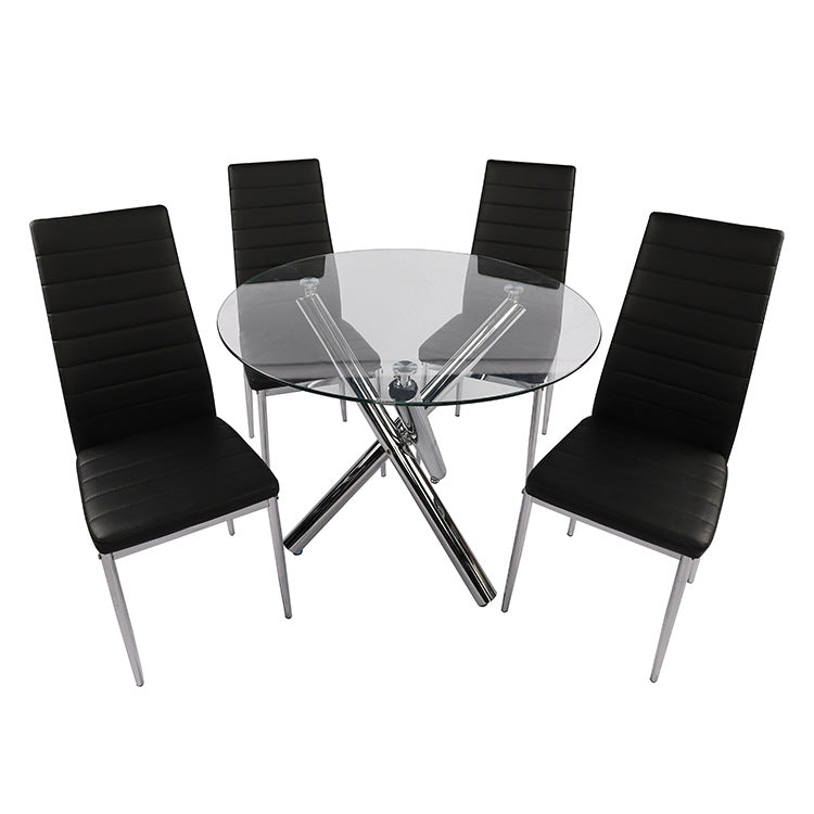 Tempered glass dining table set - modern luxury dining chairs - premium dining table and chair combination for home use