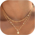 European and american cross-border jewelry accessible luxury niche stackable women's necklace easiest for matchfashion square four-pointed star clavicle chain