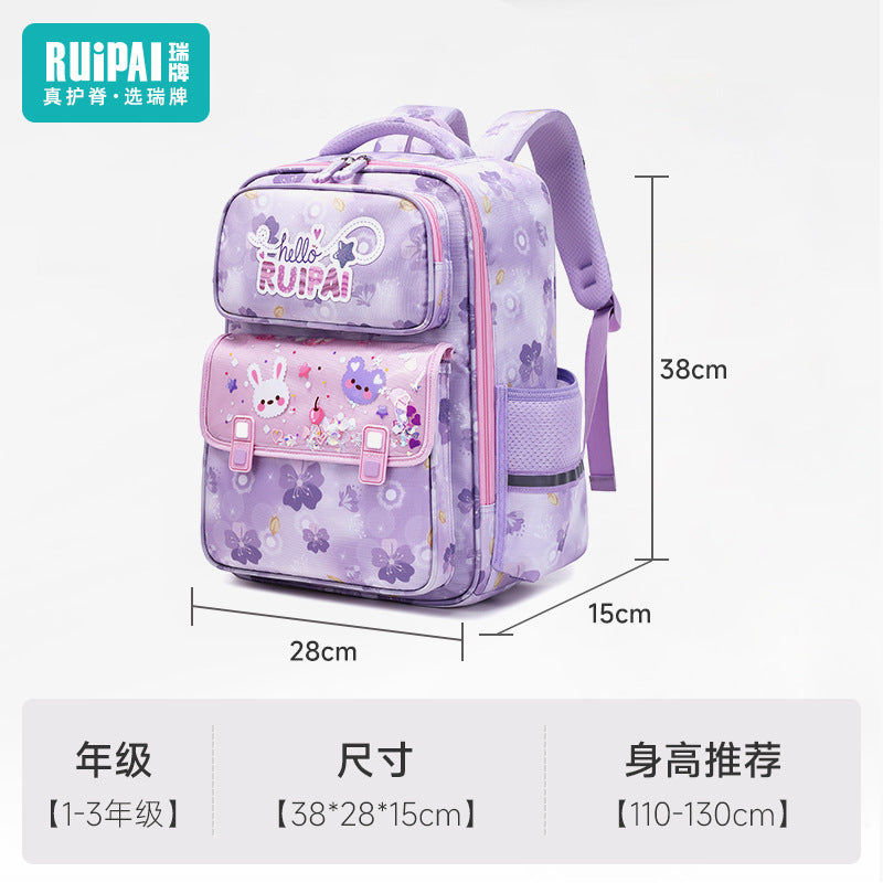 School bag for children, primary school students and girls in grades 1-6, large-capacity, lightweight and water-proof, new Rui brand cartoon women's school bag