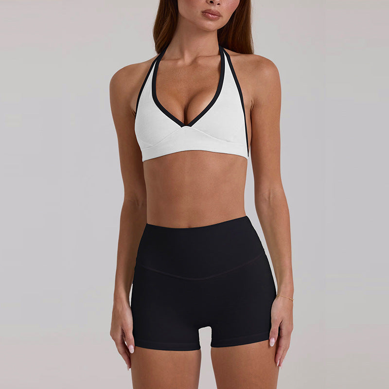 New arrival yoga clothes high waist hip lifting and abdominal control shorts three-quarter pants suspenders beautiful back running sports intimates bra suit