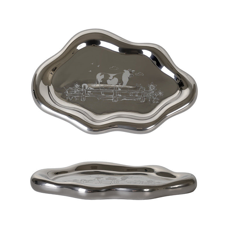 Customized internet celebrity jewelry ceramic entrance desktop storage ceramic plate asymmetrical photo prop display plate