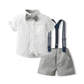 Kids dress first birthday summer boys short-sleeved white shirt boy host costume piano kindergarten performance costume