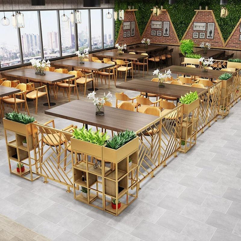 Restaurant booth low partition screen bar hot pot hotel industrial wind fence green plant flower stand wrought iron railing partition