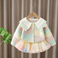 Girls' sweater set -  autumn collection: gradient knit cardigan & cute tutu skirt two-piece outfit