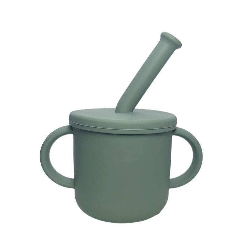 Sippy cup baby water cup silicone learning cup drop-resistant high-temperature resistant children's cup anti-fall baby bestseller silicone material