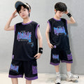 Boys'  summer new sleeveless tank top and waffle knit shorts set - trendy two-piece casual outfit for mid-to-large children