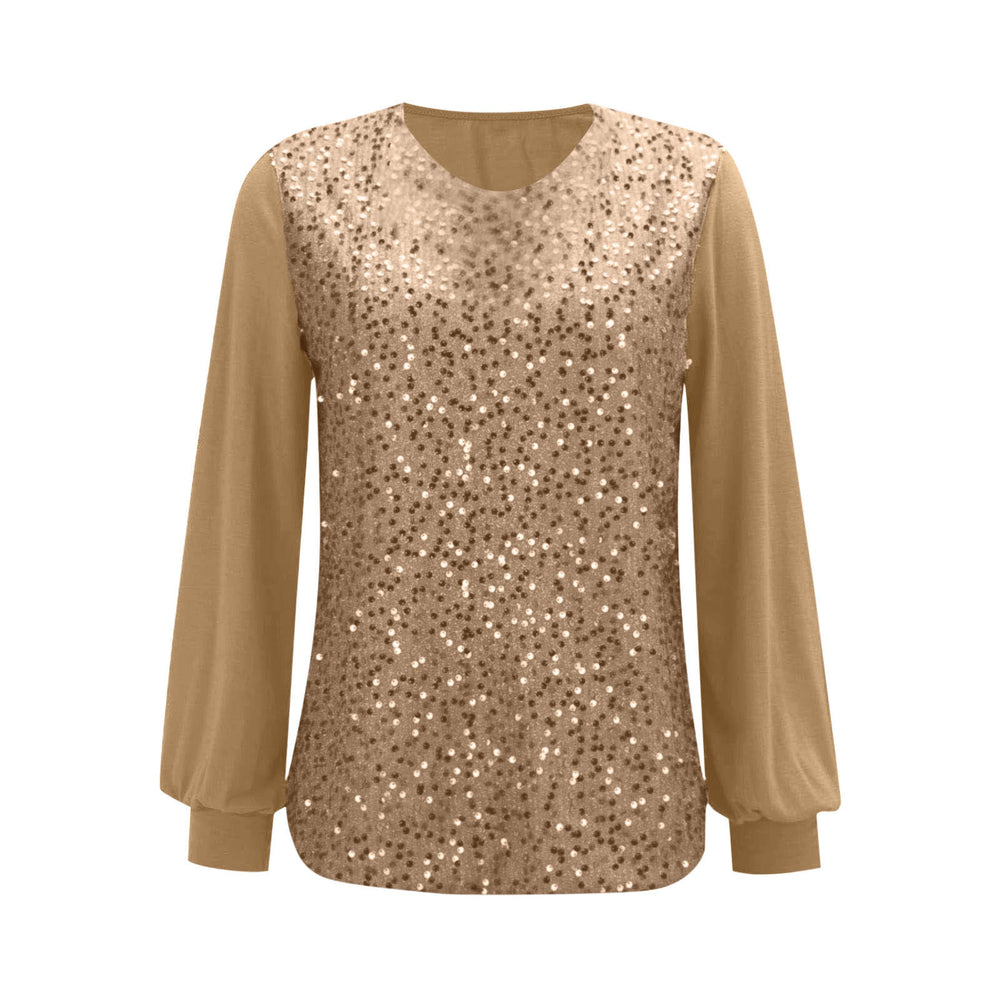 new european and american style women's casual round neck long sleeve loose fit sequin top for cross-border e-commerce