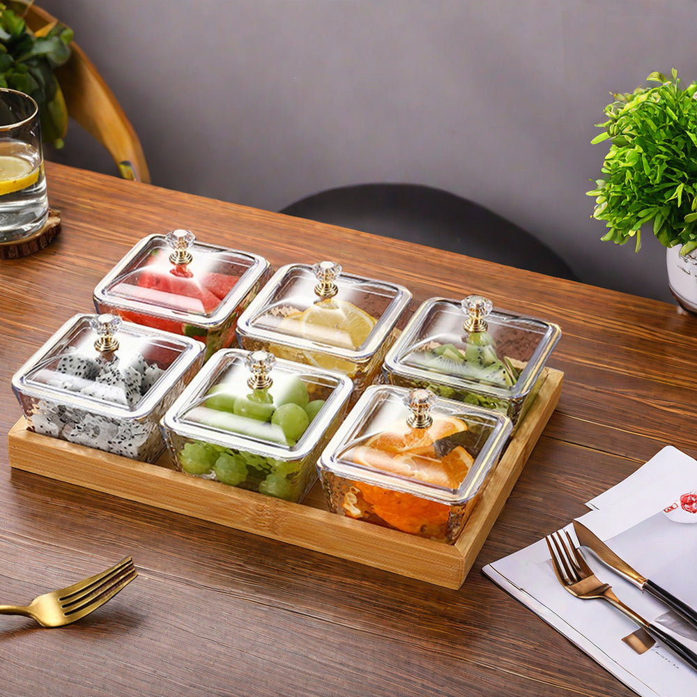 Fruit platter bar ktv snack platter acrylic snack plate melon seed plate divided grids dried fruit plate suit restaurant commercial