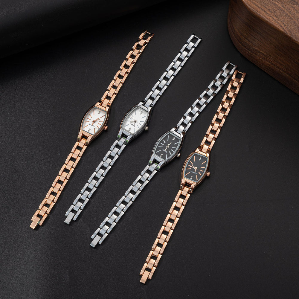 Wholesale minimalist retro barrel-shaped women's watch - unique stainless steel bracelet quartz watch for export