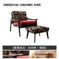 Imported white ash wood single sofa chair - vintage french style living room balcony solid wood chair - premium single sofa chair