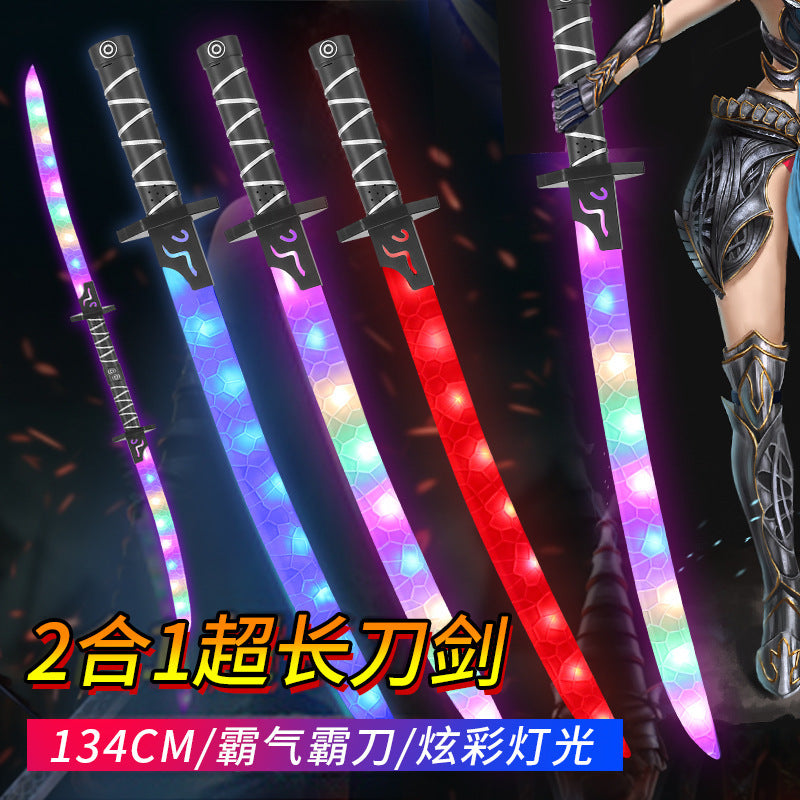 Wholesale luminous samurai sword kids toy knife model large night market stall laser sword street stall supply