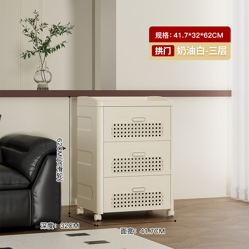 Household trolley foldable storage rack multi-functional finishing box living room bedroom dustproof thickened snack storage cabinet