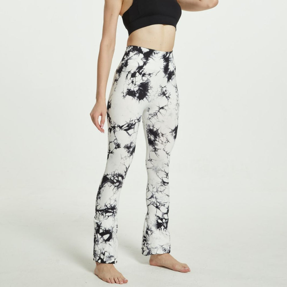 Tie-dye yoga pants, tie-dye bell-bottom pants, tie-dye yoga pants, sports fitness wear, moisture-wicking, high-elasticity butt lift for women
