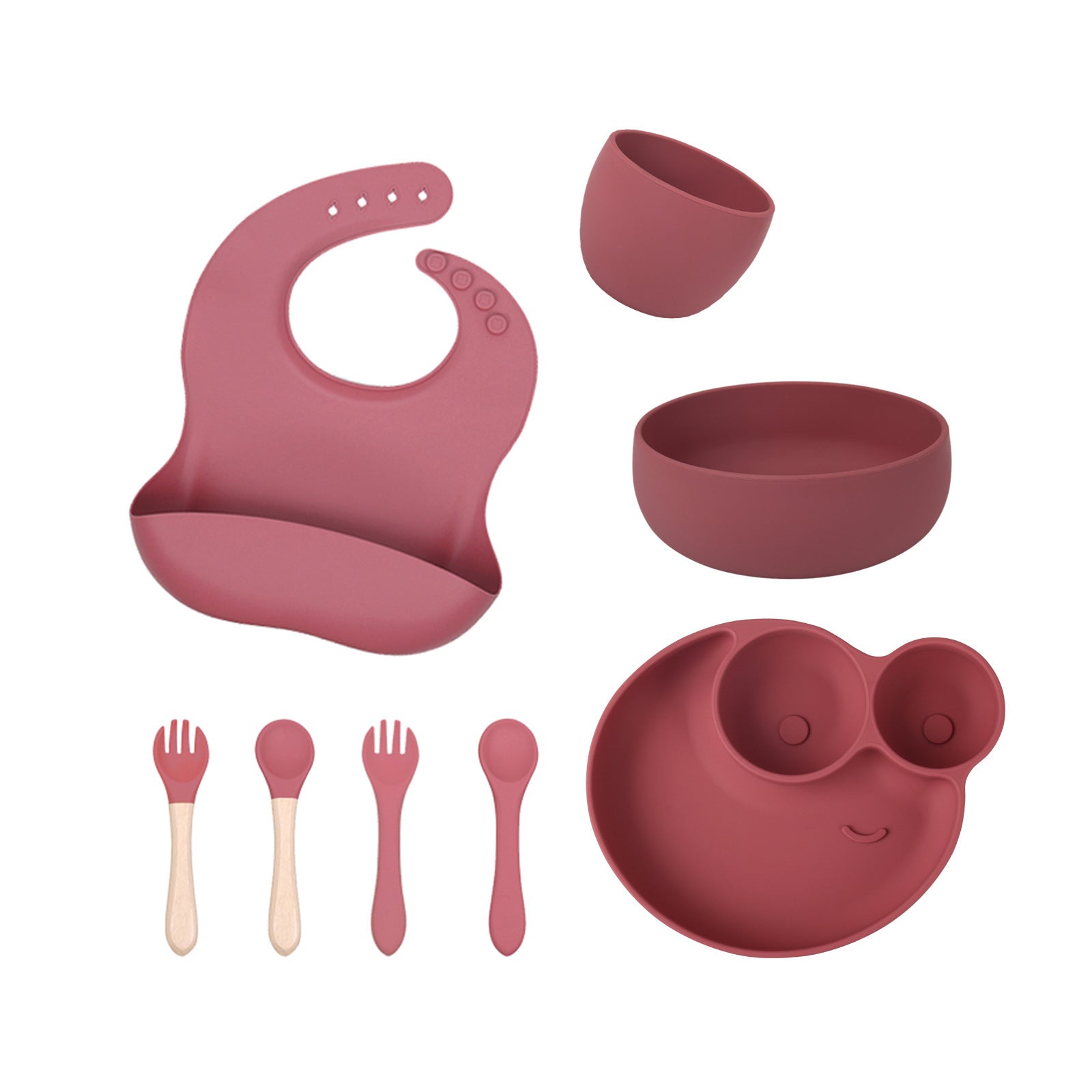 Factory new baby silicone stainless steel tableware set creative product 304 stainless steel children's silicone tableware bowl