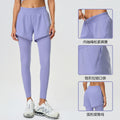 Fake two-piece fitness yoga pants outwear hip-covering slimming look nine-point pants tummy control butt lift running sports pants d25051