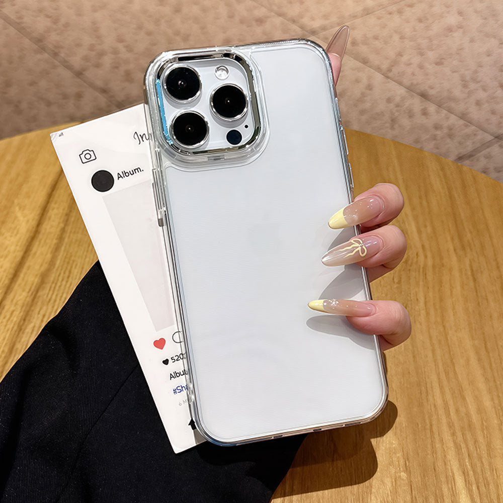 Luxury solid color transparent shockproof phone case for iphone 16/15 pro, apple 17 max, and iphone 13