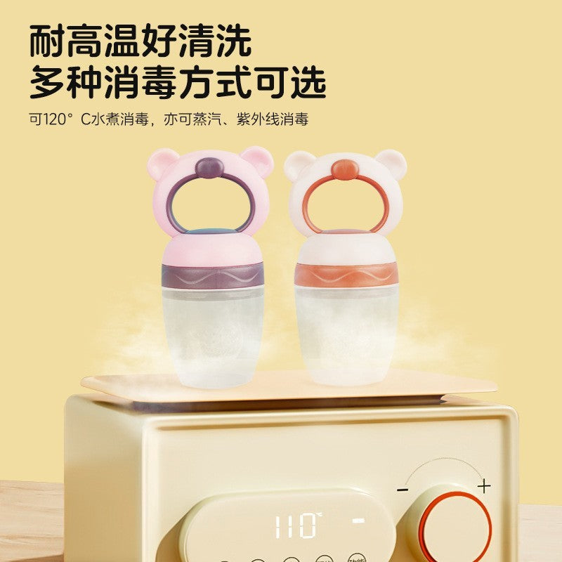 English card baby bite music fruit and vegetable music children's food grade mesh bag silicone pacifier bear shape baby