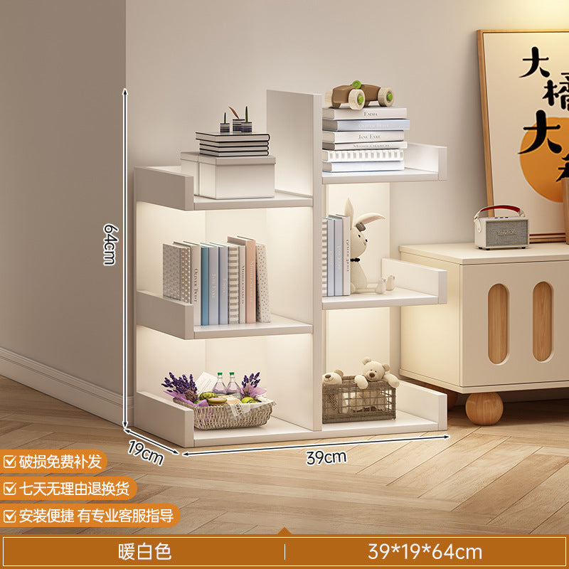 Simple small bookshelf, floor-to-ceiling shelf, integrated wall storage rack, living room office display rack, table side storage narrow cabinet