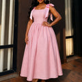 women's elegant bow dress - jacquard high-waisted a-line evening gown party dresses