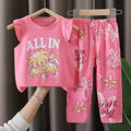 Kids' short-sleeve cotton set: summer t-shirt & pajamas for boys & girls - perfect for home wear and sleepwear