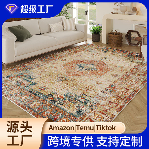 Cross-border Amazon Persian Vintage Carpet Living Room Bedroom Bedside Mattress Full Carpet Fine Cashmere Sofa Blanket