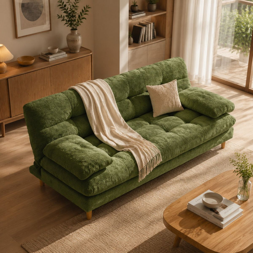 Second-hand style small apartment sofa bed lazy fabric sofa rental house b&b retro multi-person straight row reception sofa