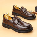 Men's leather shoes: new trendy fashion business shoes, thick-soled, wear-resistant, slip-on loafers, casual moccasins