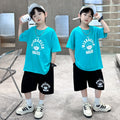 boys' summer korean style new student short-sleeve t-shirt and shorts set - kids' casual top for older boys