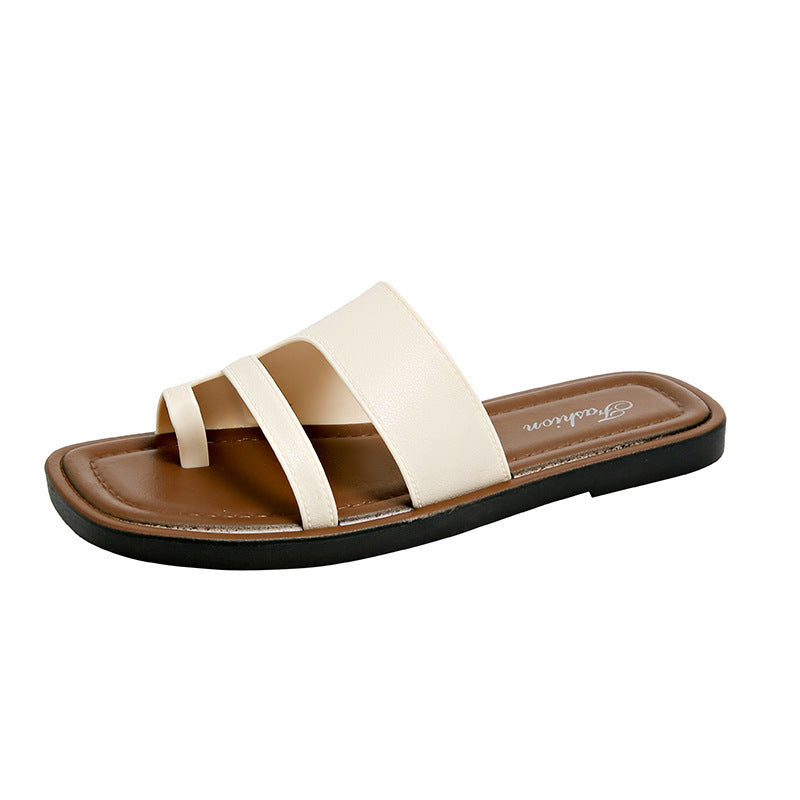 New summer thong sandals for women, retro minimalist flip-flops, roman sandals, non-slip outdoor beach slippers