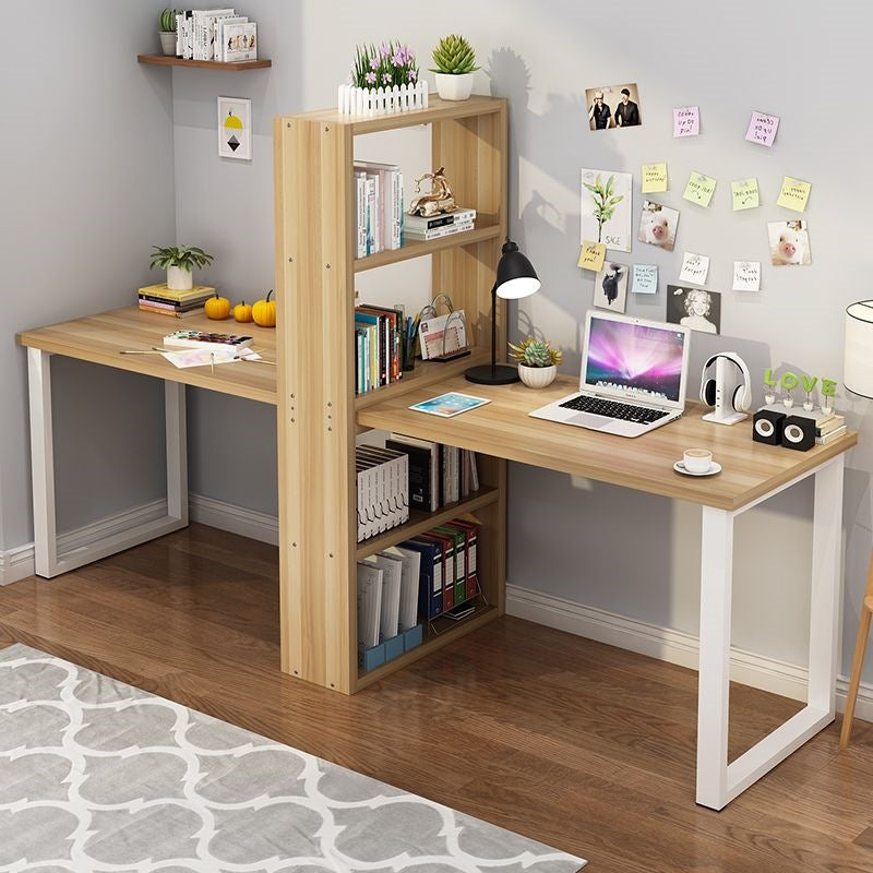 Minimalist computer desk, light luxury desk with bookshelf combination, double desk, student and children's writing desk with integrated bookshelf