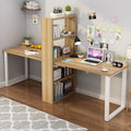 Minimalist computer desk, light luxury desk with bookshelf combination, double desk, student and children's writing desk with integrated bookshelf
