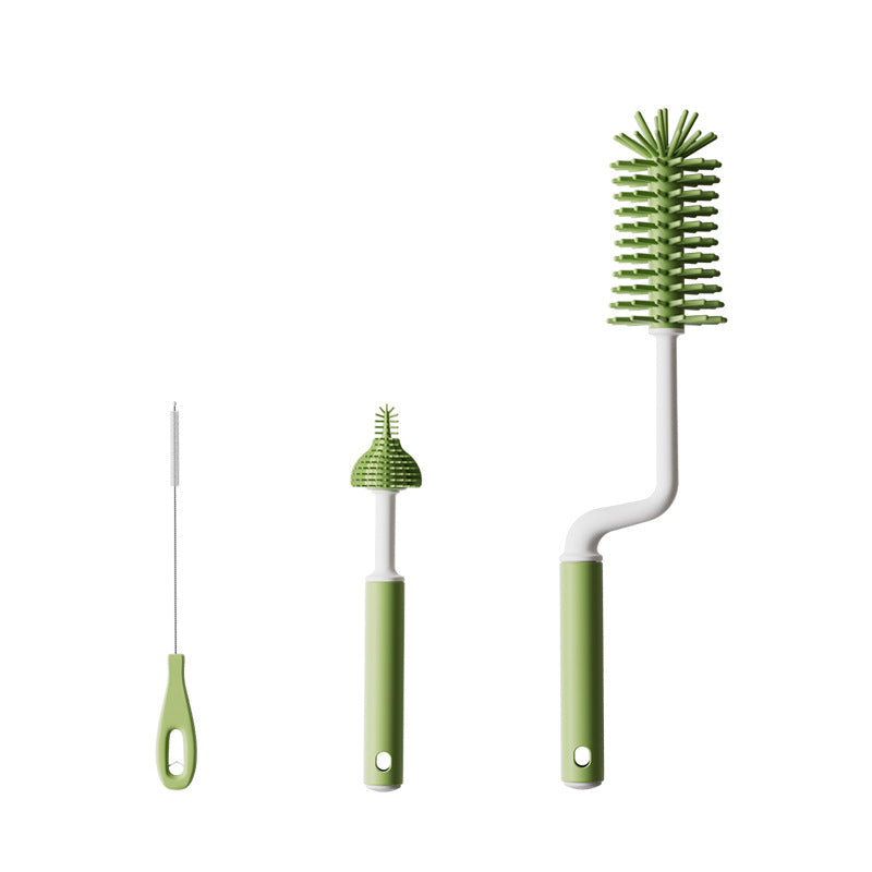 Baby silicone bottle brush set - 4-piece cleaning kit with straw brush, nipple brush, and bottle cleaning tool