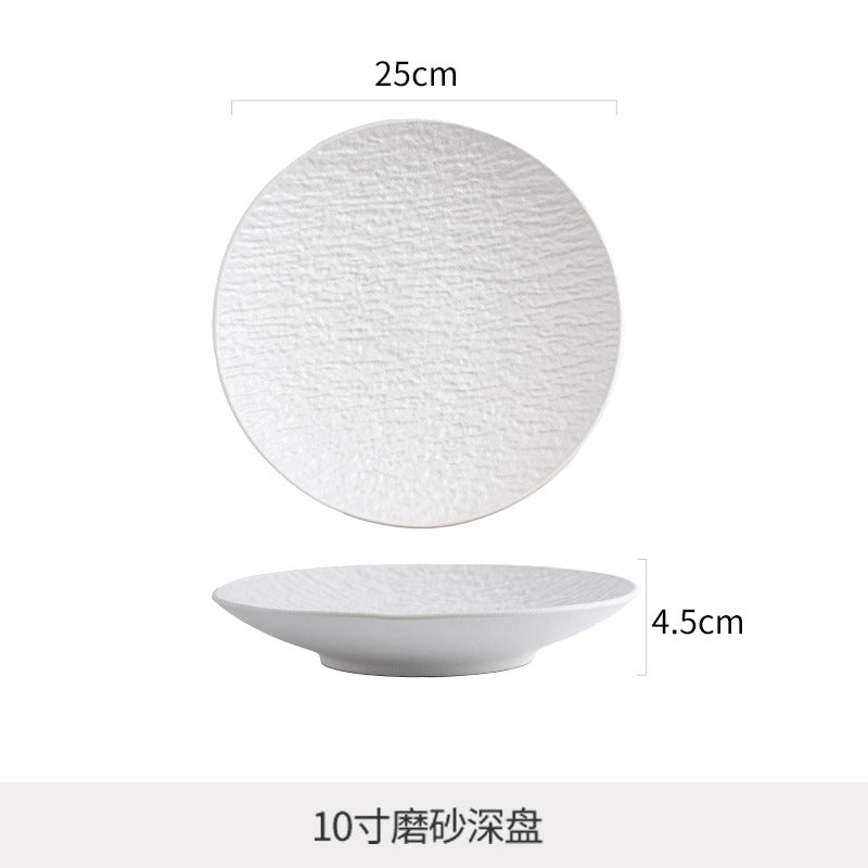 Nordic texture new hotel round plate retroclassy ceramic steak plate pasta plate for home vegetable plate