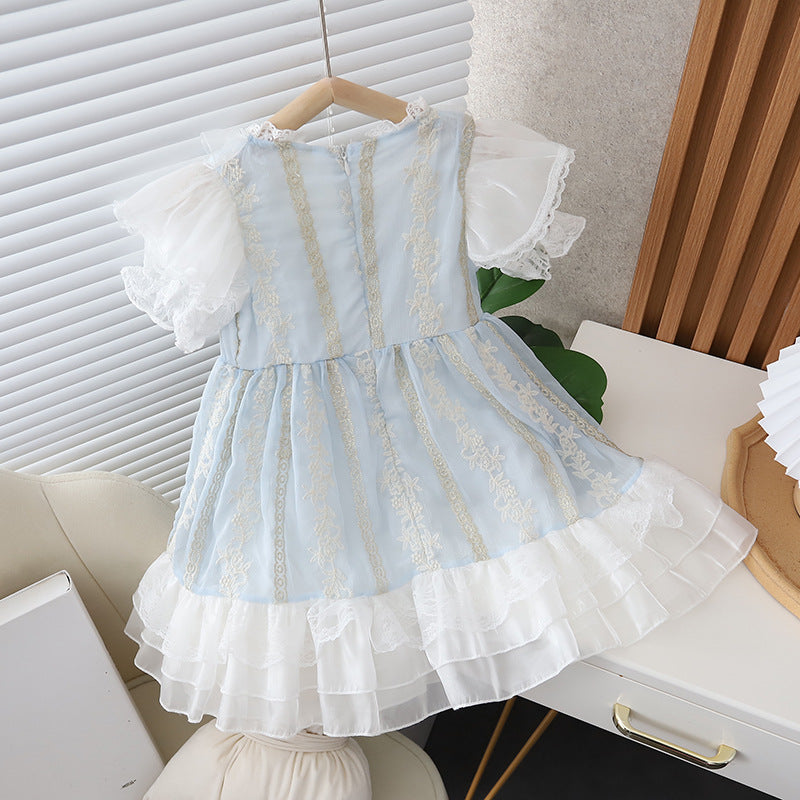 Girls' summer princess dress  new korean style little girl's dress children's sweet tulle skirt gown