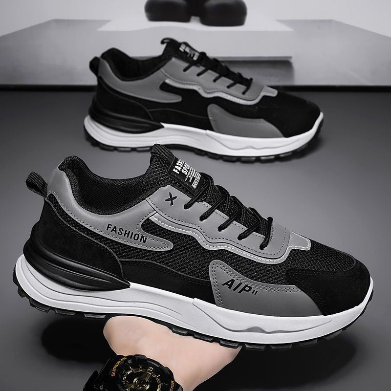 2025 new spring men's mesh breathable chunky sneakers - athletic, casual, trendy, thick-soled, height-increasing, work safety shoes for men