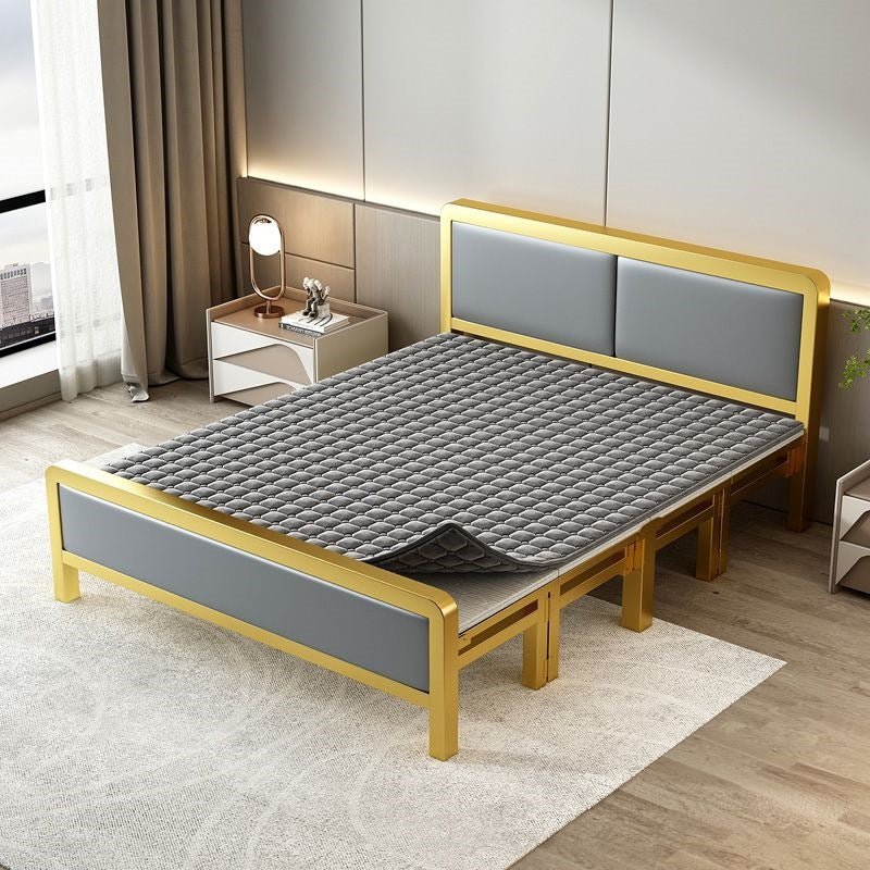 Folding bedfor homedouble iron frame bed with mattress rental house simple bed hard bed office lunch break bed single