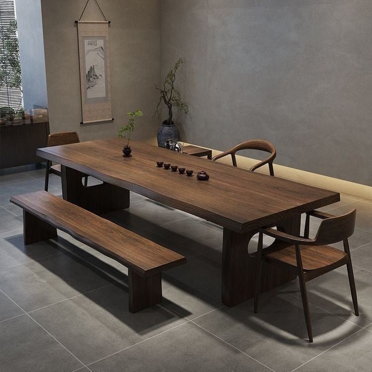 New chinoiserie large tea table solid wood whole cut for home large tea table tea table all-in-one a complete set of tea table and chairs tea table