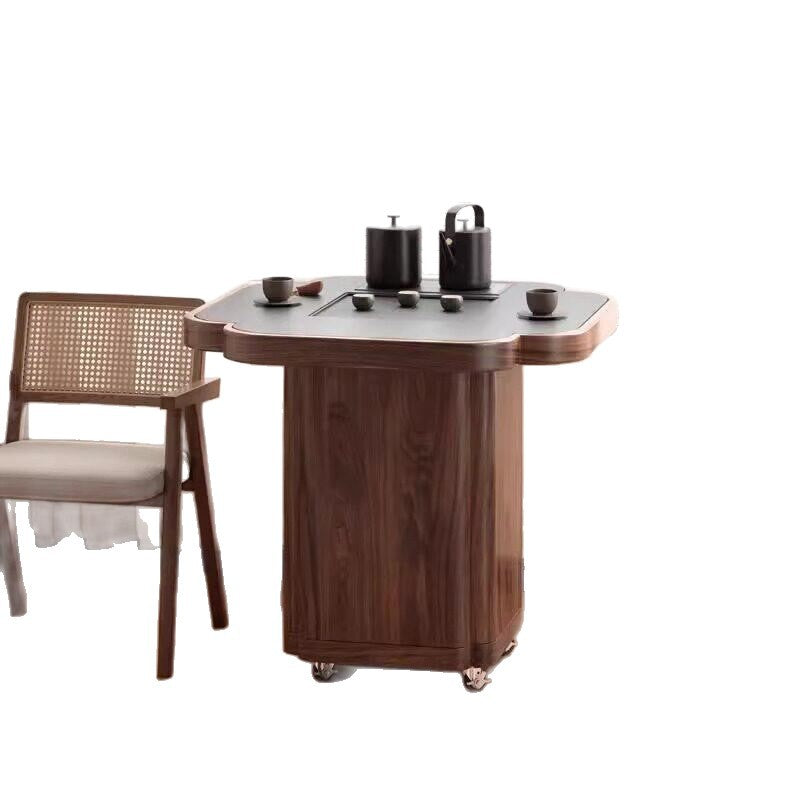 Four-leaf clover solid wood movable tea cabinet tea cart balcony tea table accessible luxury modern classy living room small coffee table