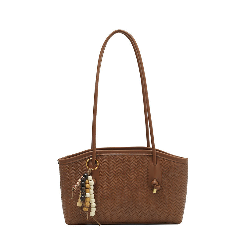 Woven commuter tote bag for women - new autumn 2025 collection: casual, minimalist, versatile shoulder bag/cosmetic bag