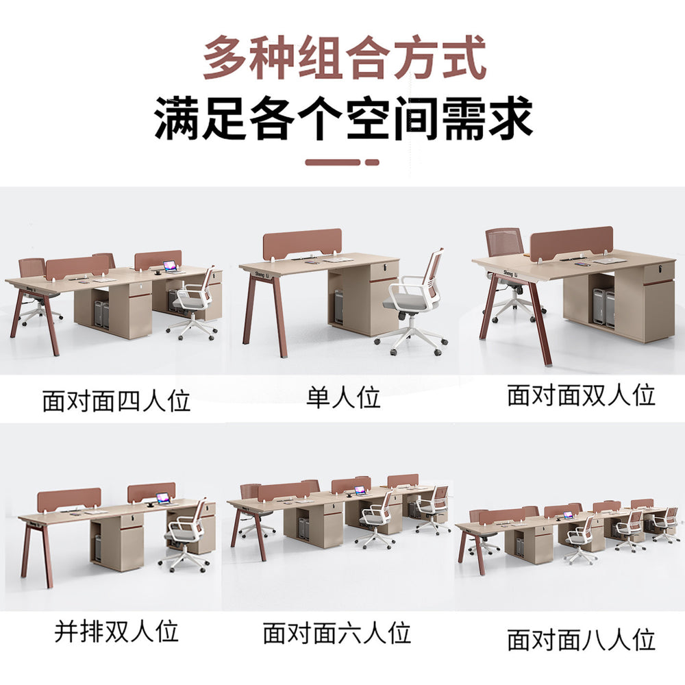 Saint li office desk and chair set - 4/6 seater minimalist modern office table with partition workstation computer desk