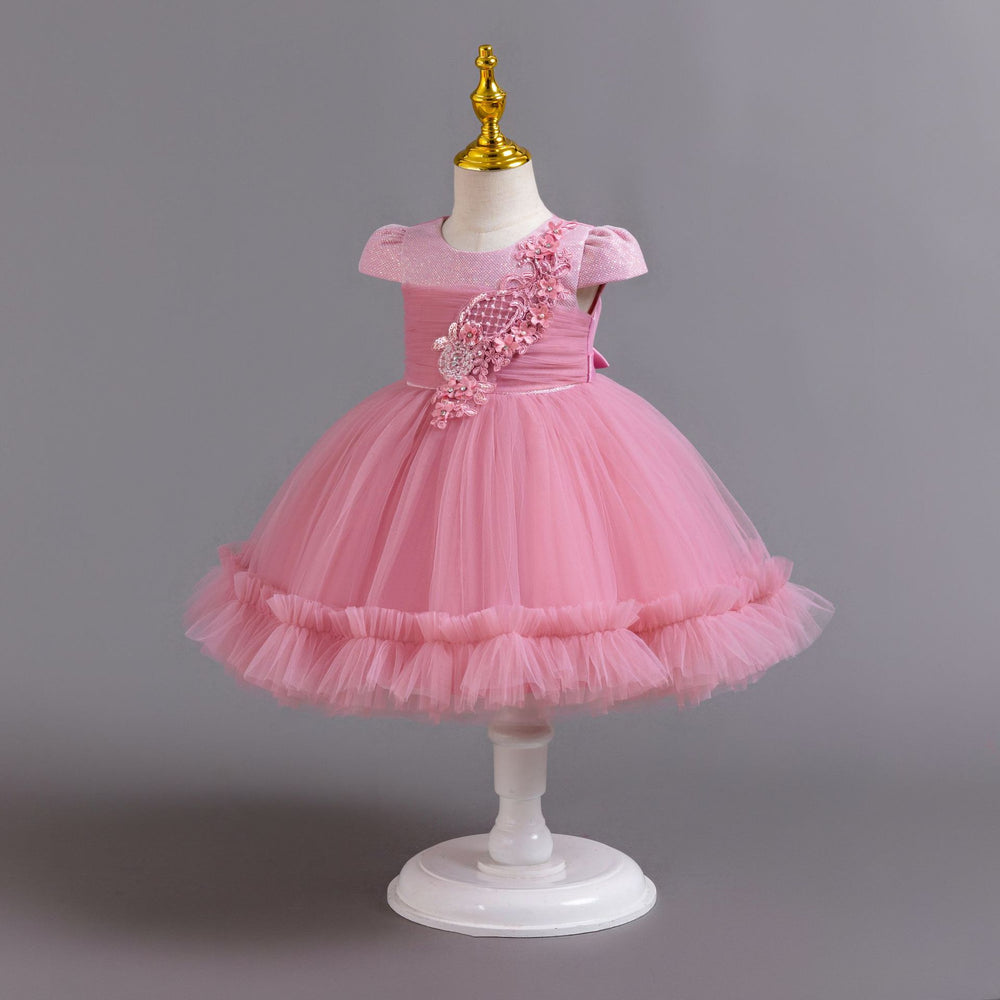 Ready-to-ship new baby girl dress - tulle flower cake princess dress - first birthday dress - baby dress