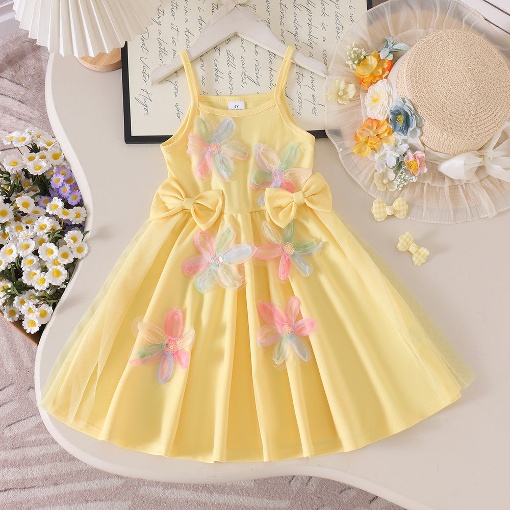 Kids clothing cross-border exclusive for european and american girls new arrival children's yellow dress baby children's clothing
