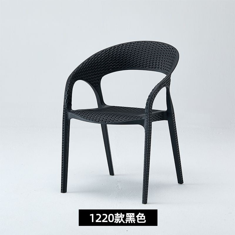 Outdoor patio plastic stool single chair single backrest imitation rattan chair balcony leisure area layout milk tea shop others
